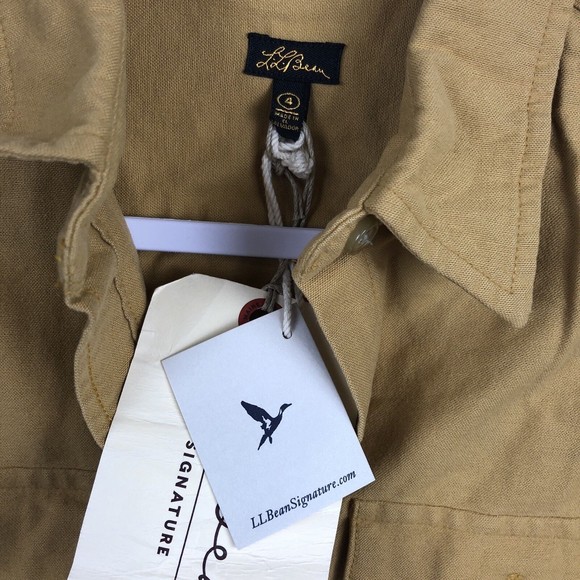 NWT LL Bean womens Blouse size 4 LONG SLEEVE Mustard Yellow Button Down - Picture 4 of 8